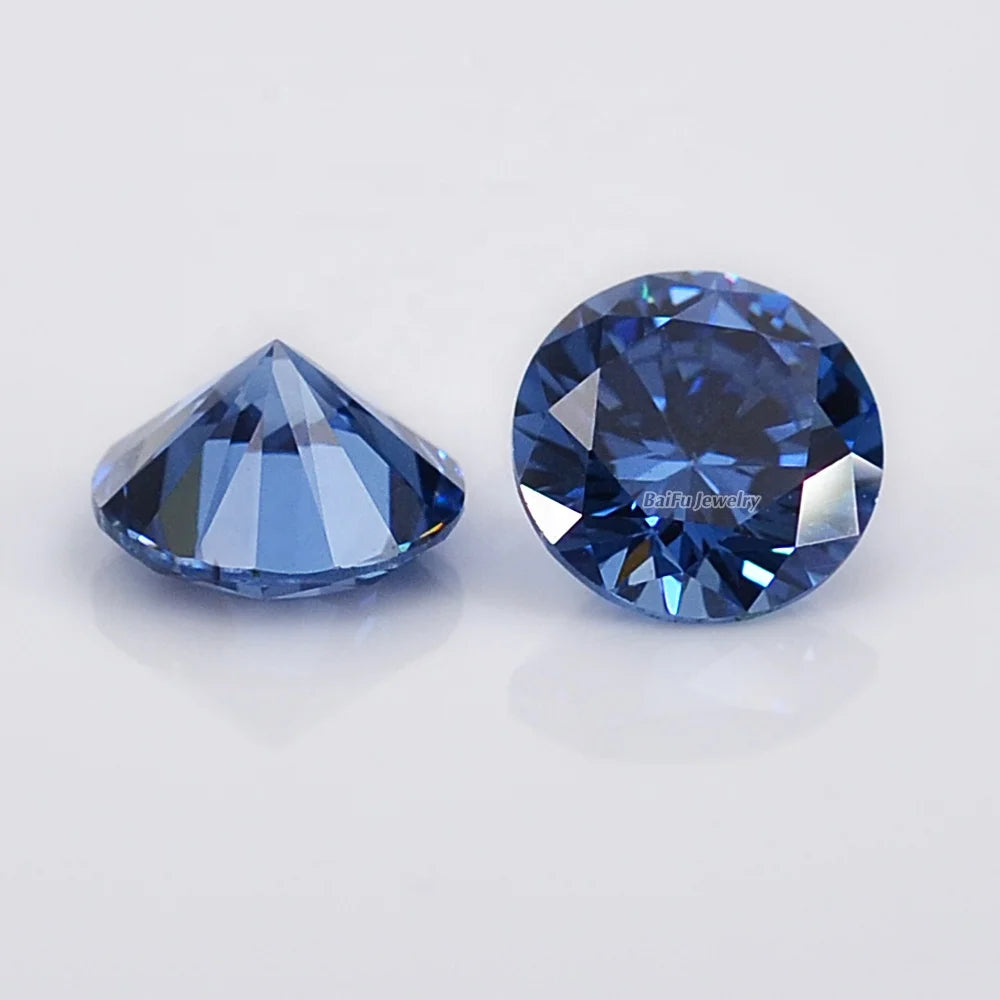 Baifu Jewelry Hot Sale Loose Round Light Sapphire Blue Cubic Zirconia for Ring Necklace Pendant