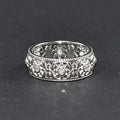 CAOSHI Vintage Flowers Handmade Design Zircon Hollow Wide Band Finger Ring for Fashion Party Silver Plated Rings for Women/Men