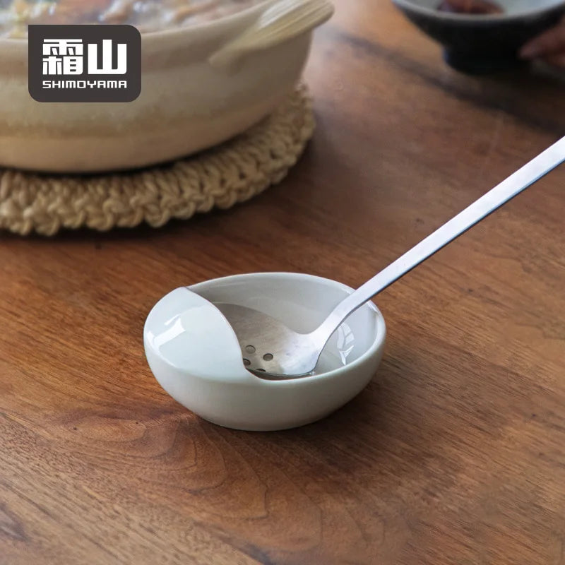 SHIMOYAMA White Porcelain Ladle Rest Dishwasher Safe Ladle Scoop Accessory & Hotpot Tool Holder