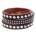 Fashion 3 Circles Boy Man Girl Leather Riveted Leather Wrap Bracelet