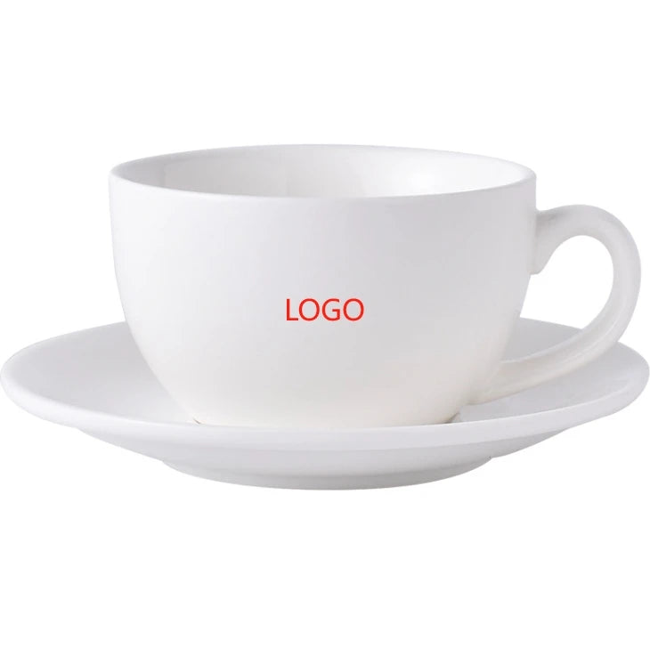 Pure White Creative and Simple Coffee Cup and Saucer Set Ceramic Cup Tableware Home Coffee Cup Office