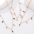 Dainty 925 Sterling Silver Colorful Zircon Birthstone Gemstone Charm Choker Necklace for Women Gifts