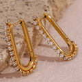 Dreamshow Shining Zircon U Shape Hoop Earring 18k Gold Plated Cubic Zirconia Earrings Wholesale Stainless Steel Jewelry