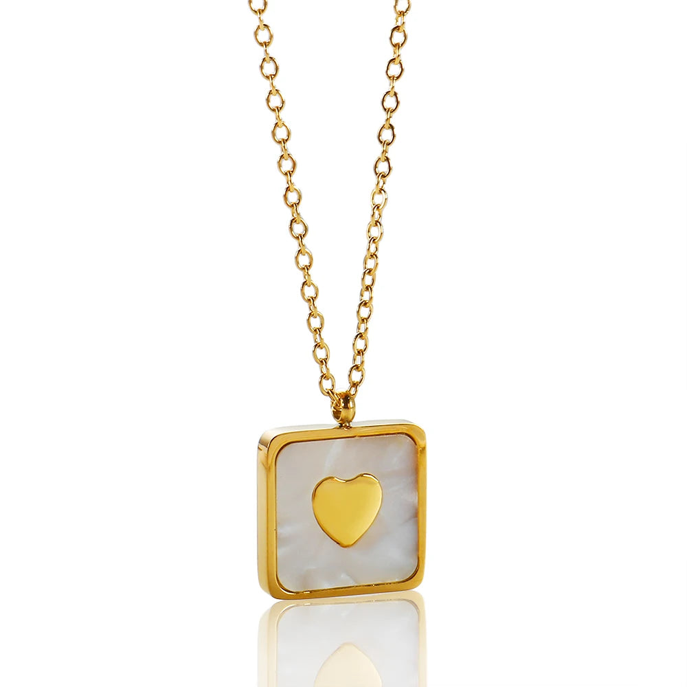 Trendy Multilayer Pearl Heart Necklaces Cross Gold Metal Chain Boho Choker Pendant Necklace for Women Layered Necklace
