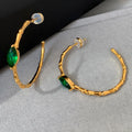 Brass Plated Emerald Zircon Large Hoop Earrings Mother'S Day Gift Jewelry Custom Design