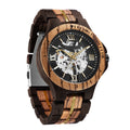 2024 Popular Factory Price Stainless Steel and Wood Custom Logo Automatic Wood Mechanical Watch for Men