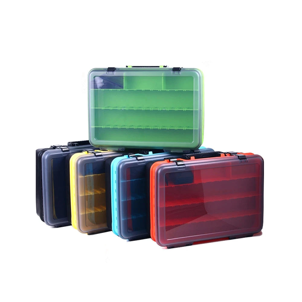 Top Right FB109 Double Layer Fishing Box Fishing Tackle Box Plastic Transparent Fishing Lure Tool Box With Removable Baffle