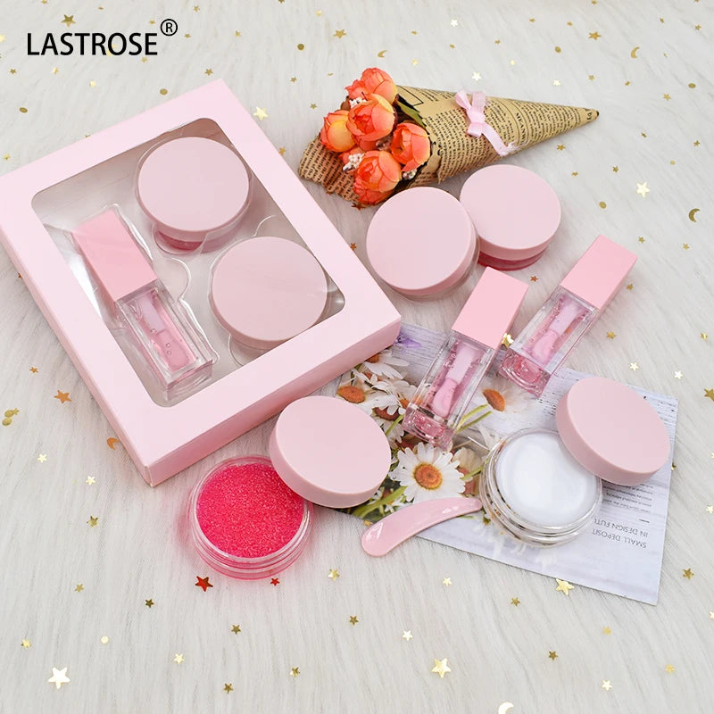 3in1 Pink Lip Care Scrub Mask Lip Glaze Kit Private Label Lip Care Set