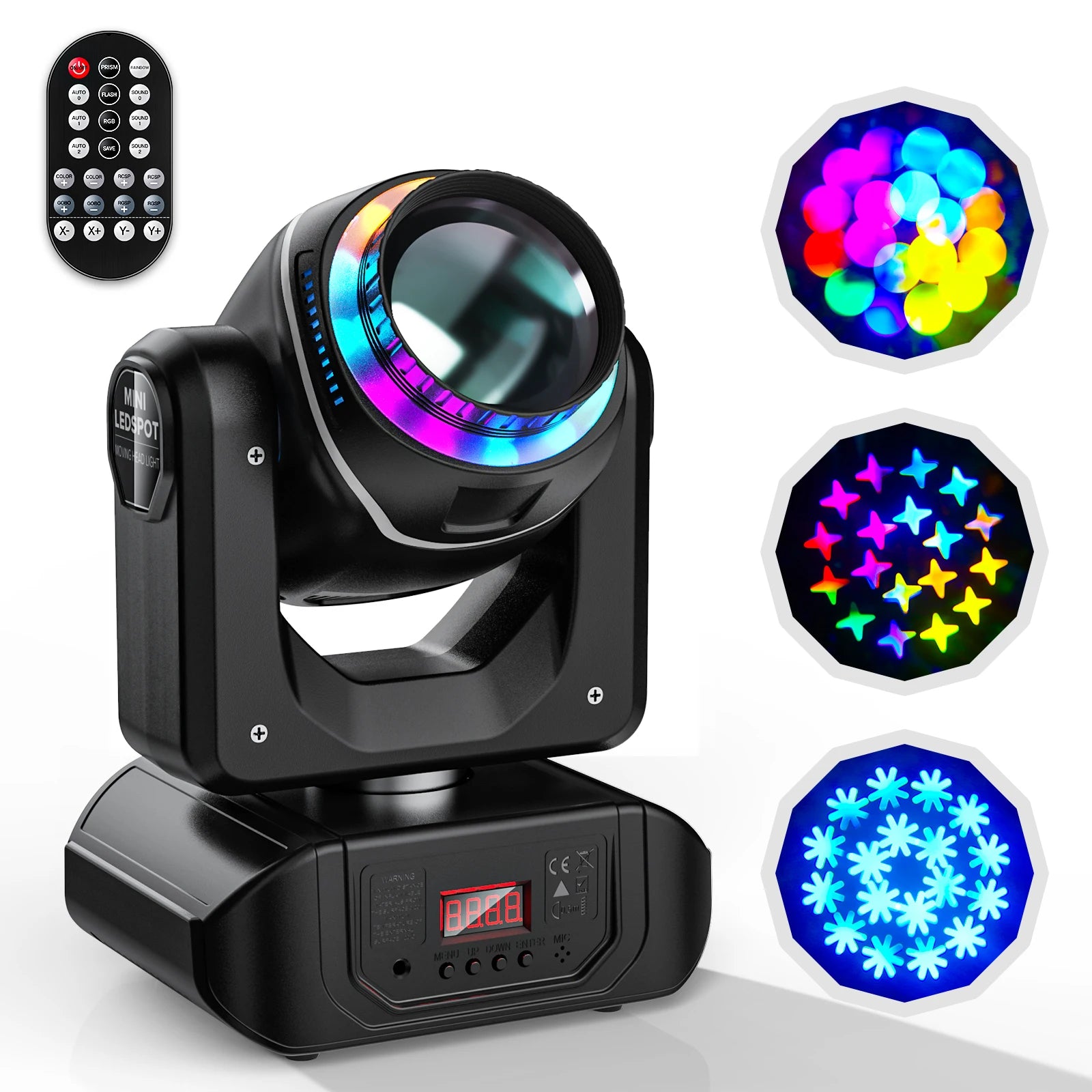 U`King 120W LED RGBW 18 Prisms Stage Effect Lighting for Wedding Disco Dj Party Ktv Bar With Remote Control Moving Head Lights