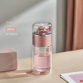 Glass Tea Tumbler Separation Double-layer Glass High-value Goddess Cute Flower Teacup