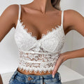 White Sheer Camisole Bralette Bustier Croptop Bralett Crop Lace Lingerie Crop Camis Tanks Tops Pushup Bras
