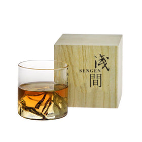 Niche Japanese Style 200ml Crystal Whisky Cup Shallow Mountain Liqueur XO Wine Glass EDO Guanshan Fuji Artwork Wooden Gift Box