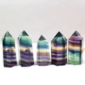 Natural Rainbow Fluorite Healing Crystal Point Wand for Home Decor Faceted Prism Wand