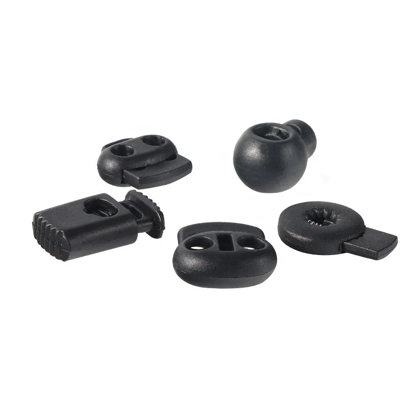 Factory Manufactured 2 Holes Black Metal Spring Cord Lock Stopper Pig Nostril ABS Plastic Nickel-Free Fashionable