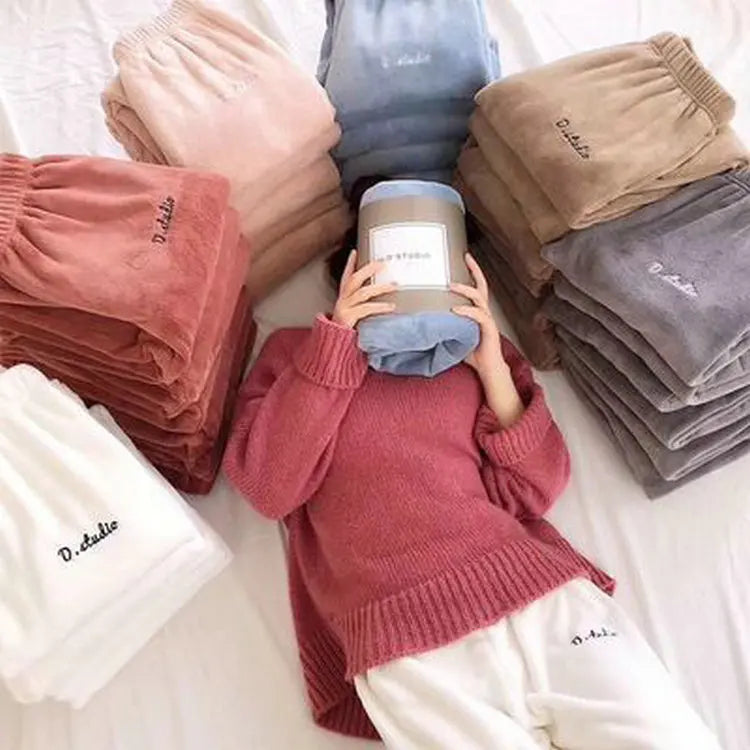1.46 Dollar Model DYK001 Fleece Wholesale Winter Home Plus Size Women's Pants Trousers 5 Colors Toch Soft