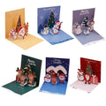 Christmas Creative Three-Dimensional 3D Embossed Kraft Paper Greeting Cards 6 Pieces/Set with Envelope for Holidays