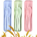 Eco-Friendly Biodegradable Cutlery for School Wheat Straw Cutlery Set Spoon Fork Knife