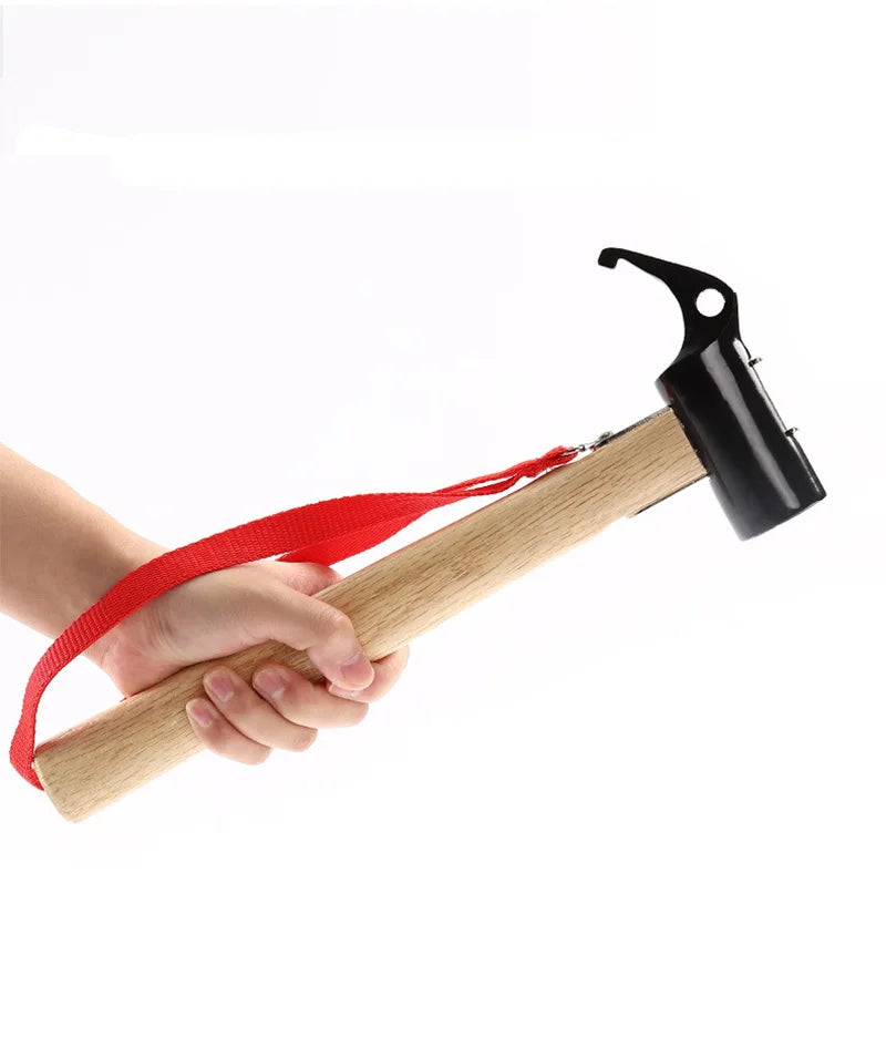 Hot Outdoor Accessories Tent Peg Claw Hammer Lightweight Stainless Steel Camping Hammer With Wood Handle