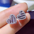 CAOSHI  Fashion Jewelry New Korean Earrings Silver Color Bling Zircon Stone Heart Stud Earrings for Women