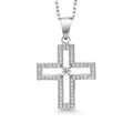 925 Sterling Silver Zirconia Cross Pendant Lab Grown Diamond White Rhodium Plated Zirconia Diamond Cross Pendant