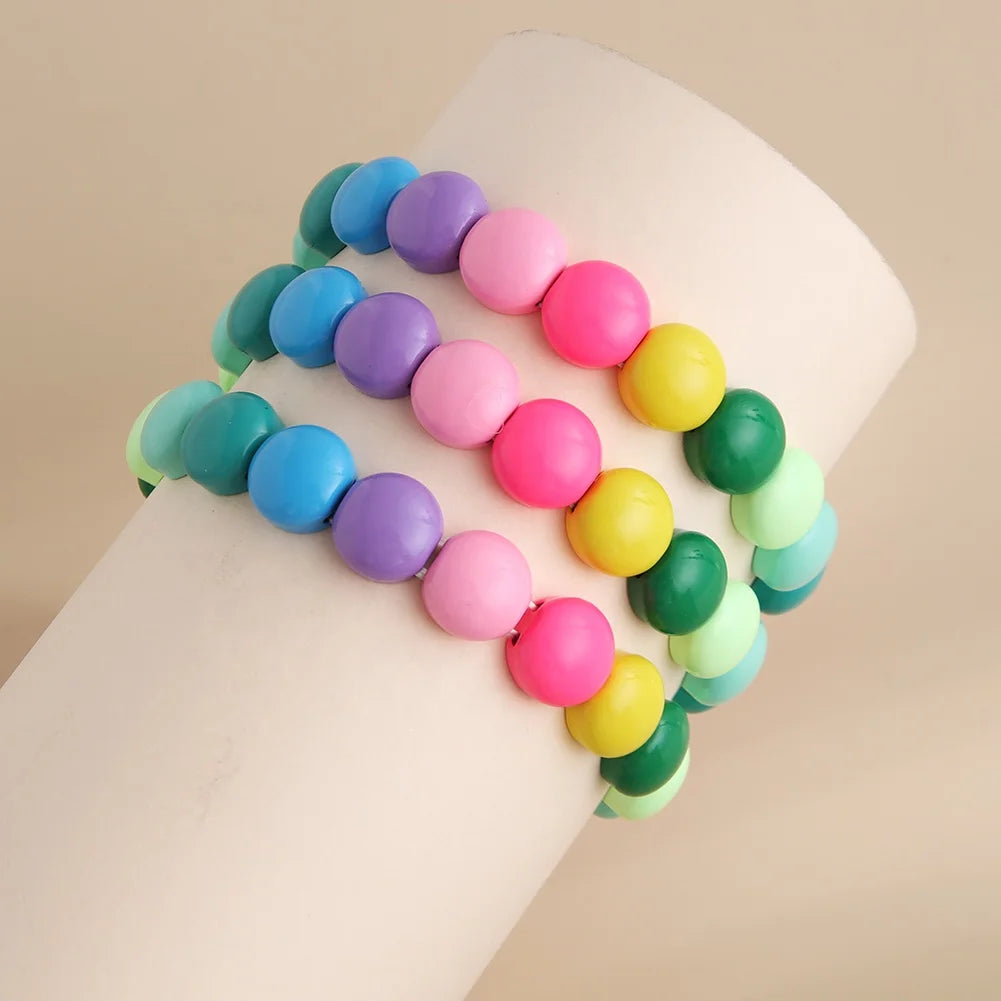 Punk Rainbow Enamel Tile Beads Bracelet Stretch Bracelet Punk Style Jewelry for Anniversary Wedding Mother's Day Gift