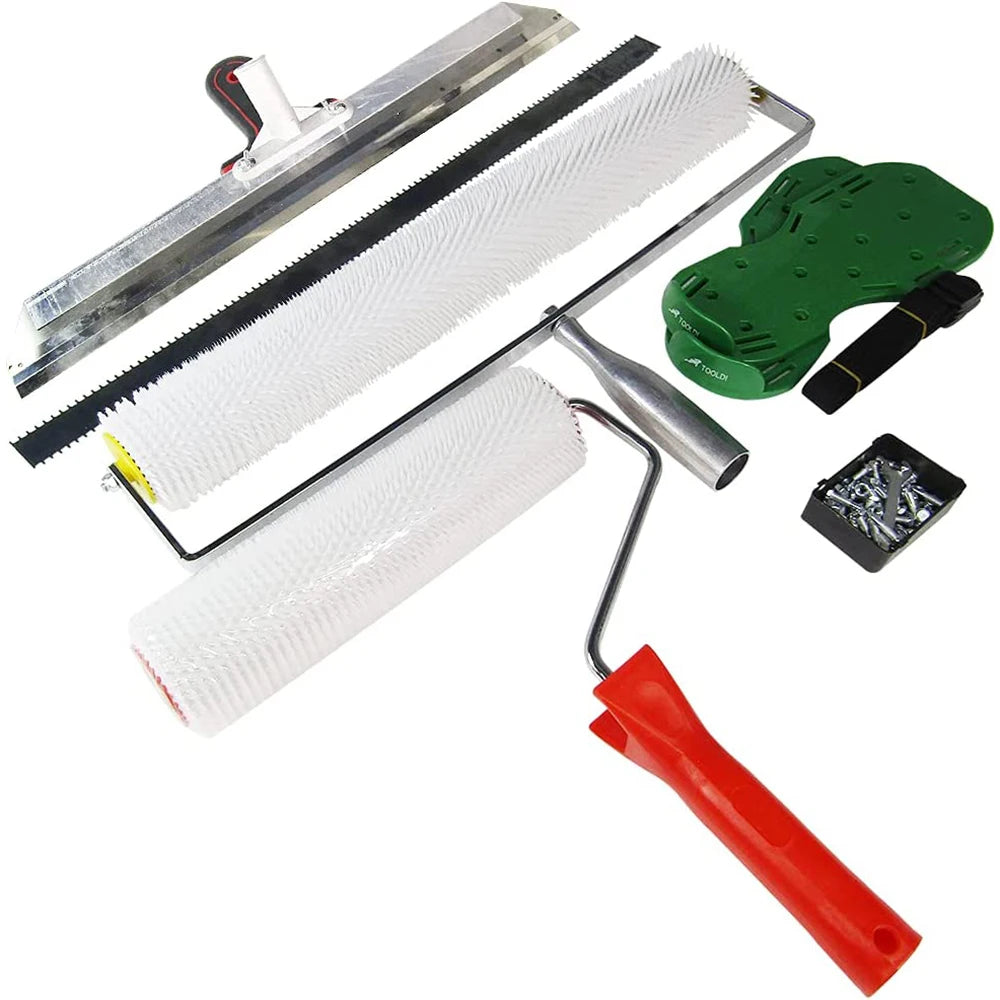CNMI Self-Leveling Tool Kit Epoxy Floor Paint Tool Cement Floor Tool with Spike Shoes Roller