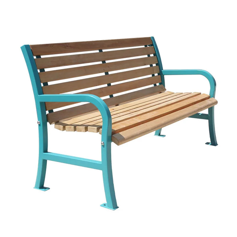 Outdoor Furniture Modern Wooden Bench Public Park Reclaimed Wood Bench Seating Outside Garden Traditional Seat Bench with Back