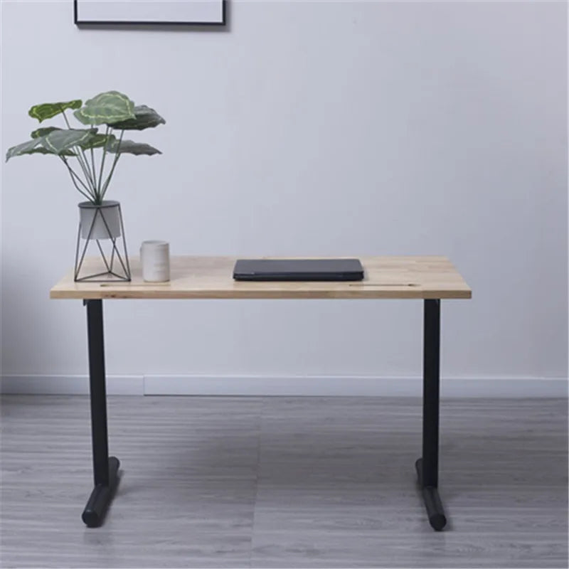 Modern Metal Office Station Computer Desk with Adjustable Height-Knock-Down Design for Home & Office Use