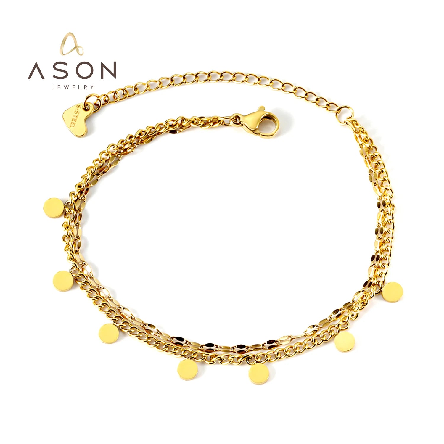 Ason High Quality Stainless Steel 18K Gold Plated Double Layered Personalised Bracelet Custom logo Name Bracelets Women Trending