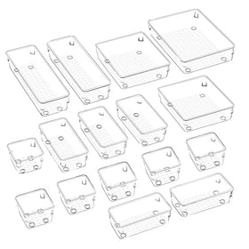 16 Piece Set Rectangle Transparent Plastic Storage Box Cosmetic Storage Box Transparent