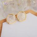 Classic Trendy Gold-Plated Brass Stud Earrings with Zircon Cluster Floral Geometric Design for Religious Anniversaries Parties