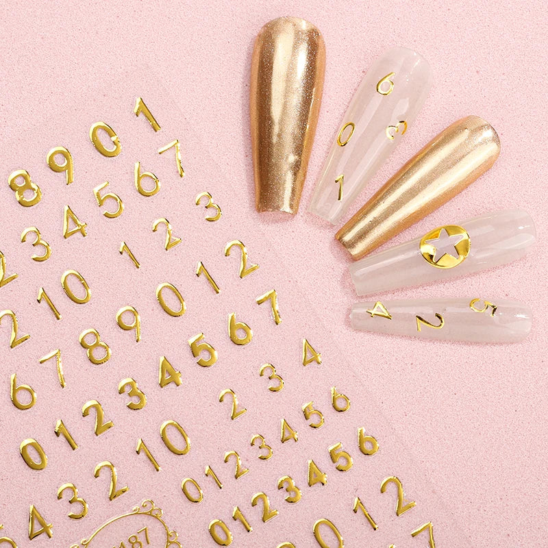 Custom DIY Gold Silver Black White Stripe Tape Line Nail Glitter Decals Popular 3D Nail Art Designs with Rhinestones