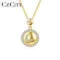 CZCITY Woman Fantasy 14K Gold Plated Moon Shaped Jewellery Statement Silver CZ Moon Necklace