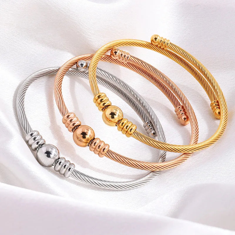 Cable Bead Bracelet Mesh Stainless Steel Waterproof DIY Fashion Jewelry Adjustable Beads Bracelets & Bangles for Women