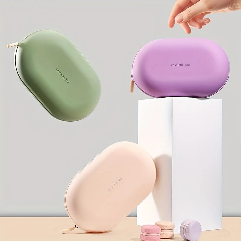 Portable Oval Shape Waterproof Silicone Toiletry Bag Makeup Pouch Travel Organizer Storage Bag for Travel Essentials