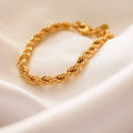 Minimalist Trendy Stainless Steel Gold Twist Chain 18k Jewelry Gold Plated Waterproof Tarnish Free Rope Twisted Chain Bracelet