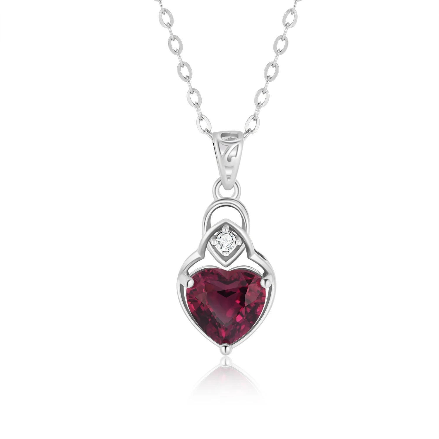 YBO Trendy 925 Sterling Silver Heart Pendant Clavicle Chains Natural Love Pyrope Inlaid Fine Jewelry for Weddings and Parties