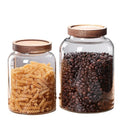 Wholesale Acacia Wood Glass Jar with Wooden Lid Wide Mouth and Large Capacity for Cereal Storage Container