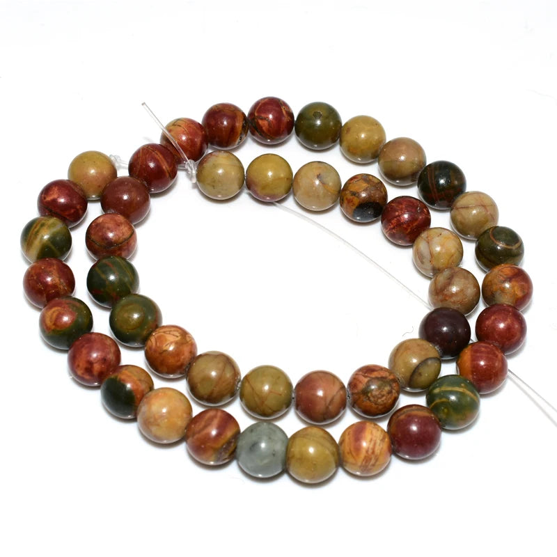 Wholesale 4/6/8/10/12mm Natural Picasso Jasper Loose Gemstone Beads for DIY Jewelry