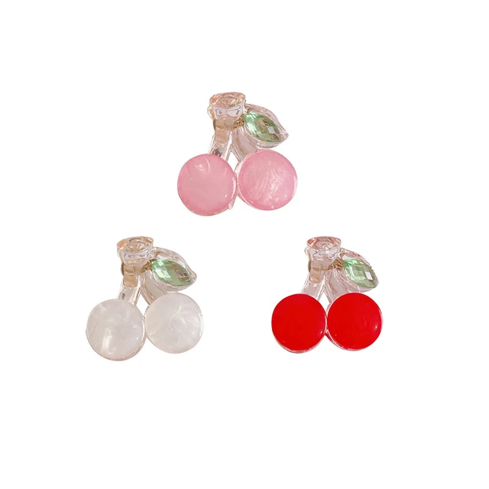 2.5cm Wholesale Cute Girls Women Transparent clear Crystal Plastic Mini Small Hair Claws Clips Accessories Cherry Hair Claw