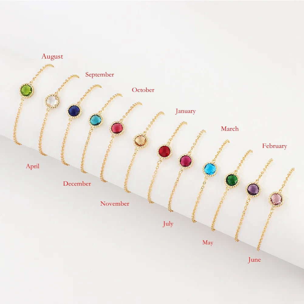Wholesale Crystal Adjustable Bracelet Birth Month Bracelet Lucky Charm Birthstone Bracelet for Women