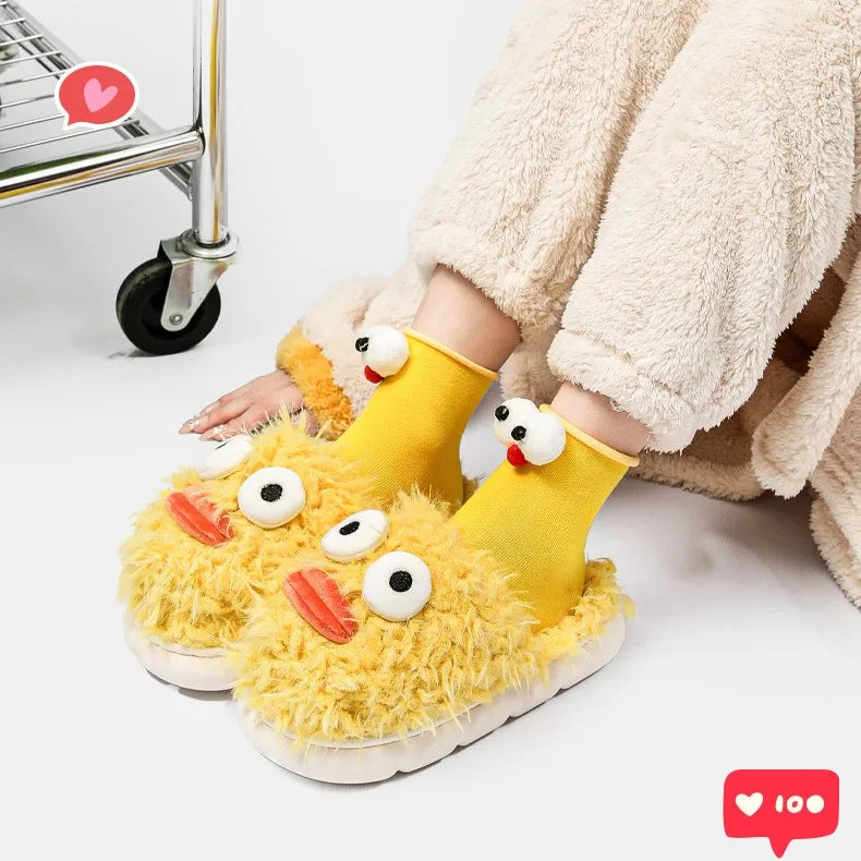 2022 New Creative Cute Cartoon Fluffy Cotton slippers Female Autumn and Winter Indoor Warm Soft Sole slippers Male