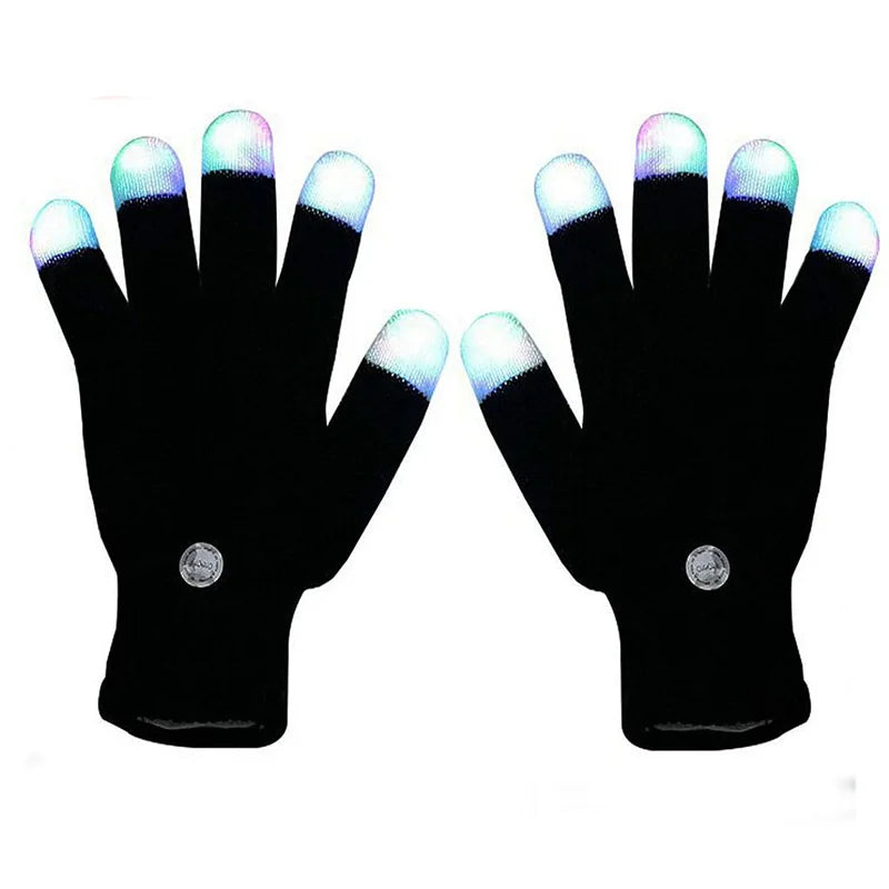 Black Knit Gloves LED Strobe Fingertips with 3 Colors for Light ShowsConcerts Disco Festival Party Favors
