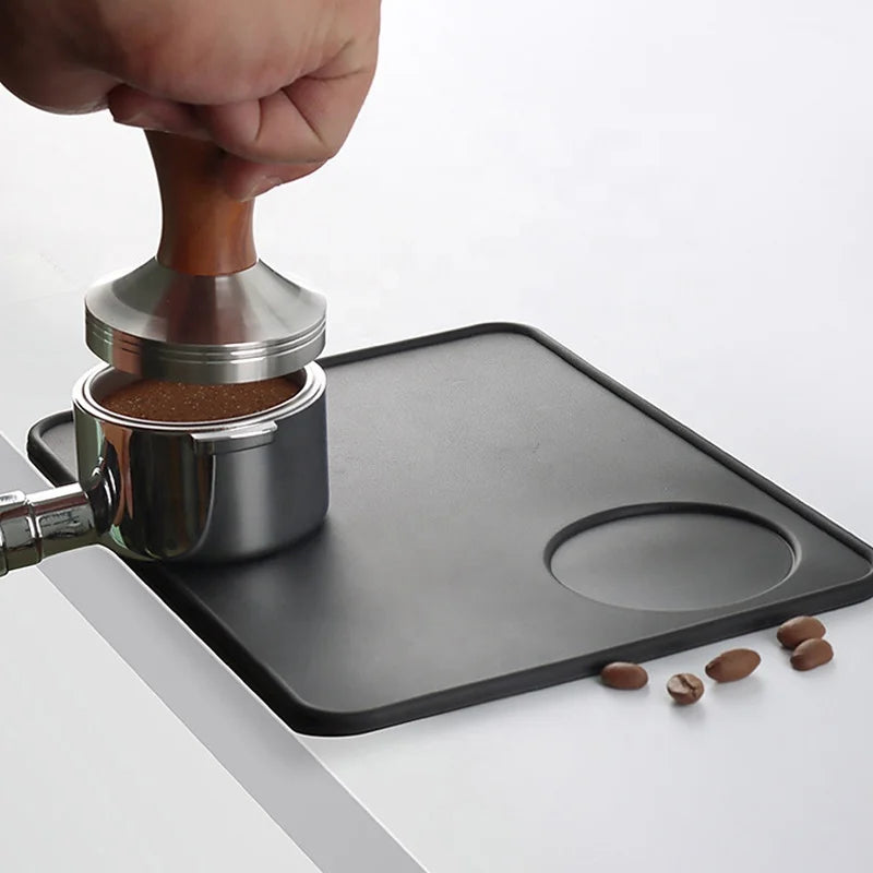 Custom Size Kitchen Accessories Black Anti-Slip Espresso Silicone Coffee Tamper Mat