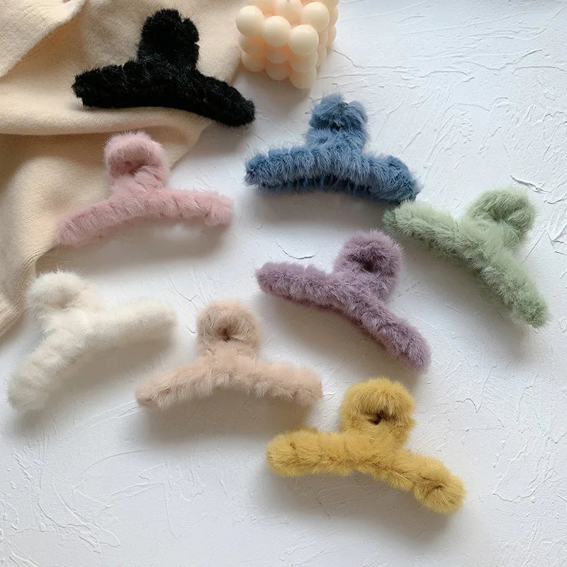 Winter Plush Hair Clip Girl Hair Clip Back Head Hairpin Large Shark Top Clip Headdress Hair Accessories