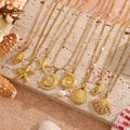 Wholesale DIY Pendant Accessories 18k Gold Plated Stainless Steel Colored Zircon Ocean Style Shell Pendant Necklace for Women