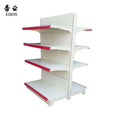 Customizable Heavy-Duty Double-Sided White Gondola Shelving for Pharmacies Supermarket Rack Factory Direct Size Options