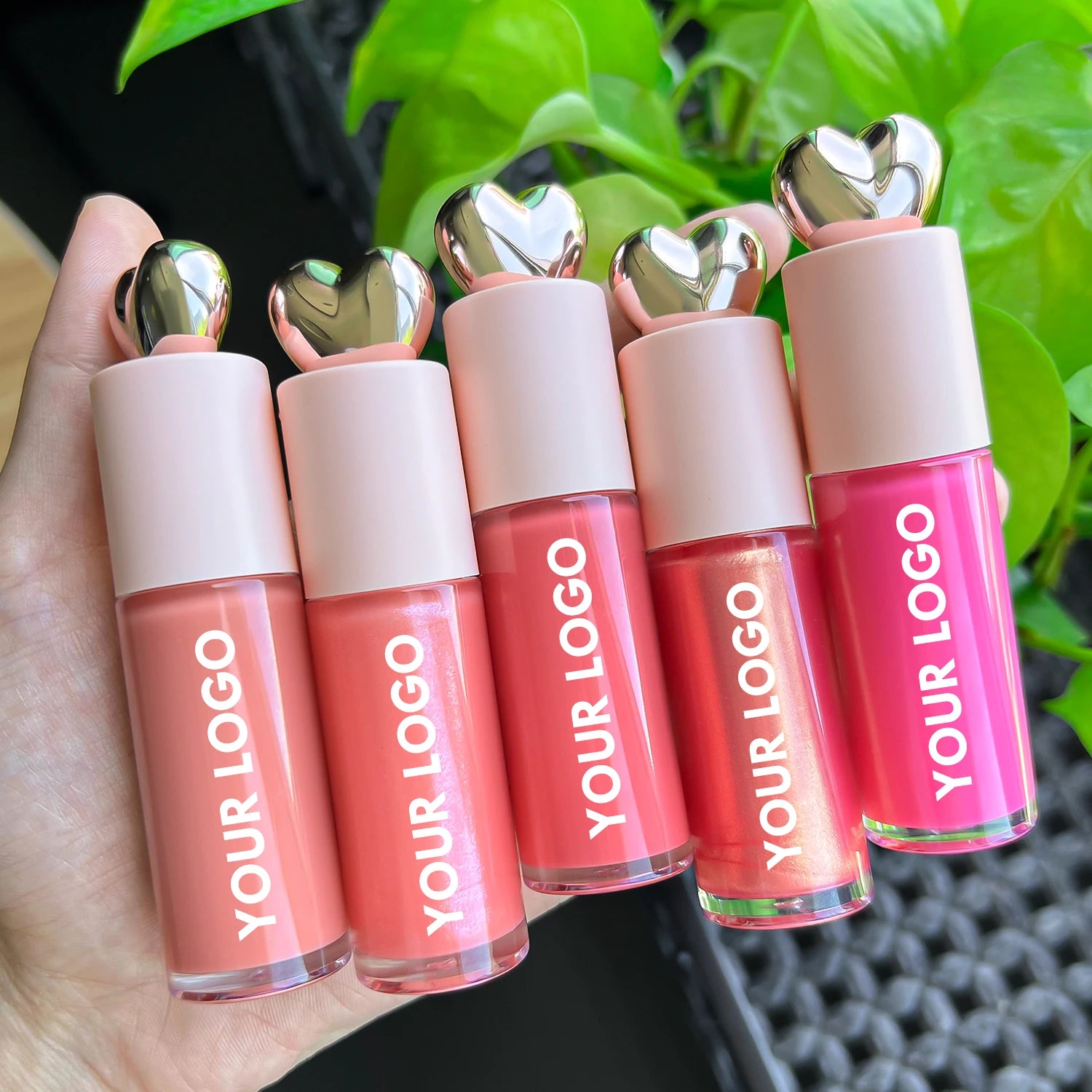 Hot Heart-shaped Lip Gloss Private Custom Vegan Long-lasting Matte Liquid Lipstick Large Brush Head Lipgloss Empty Tubes