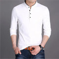 RNSHANGER Men's Fashion Long Sleeved Polo Shirt Casual Solid Color Breathable Top Stand up Collar Korean Comfortable Polo Shirts