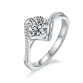 Wish Jewelry Fashion Solitaire 925 Sterling Silver White Gold 1ct VVS Diamond Engagement Moissanite Rings for Women